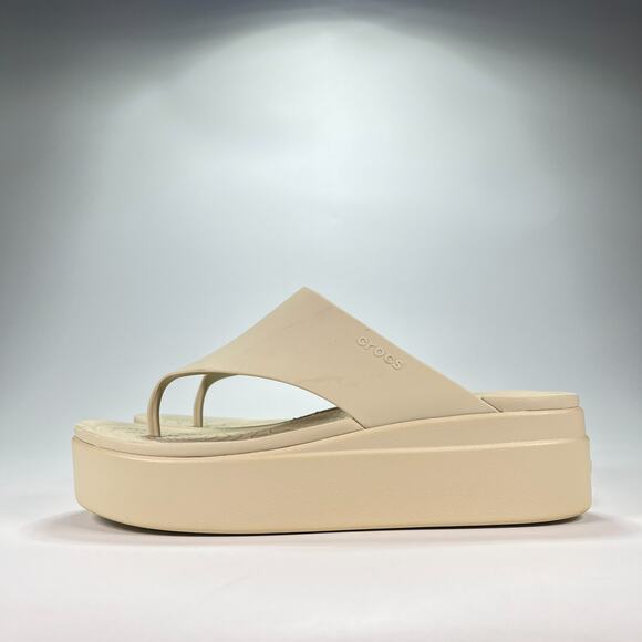 Crocs Getaway Platform Beige Lightweight Slip On Flip Flop Sandals Womens Size 8 - Picture 4 of 11